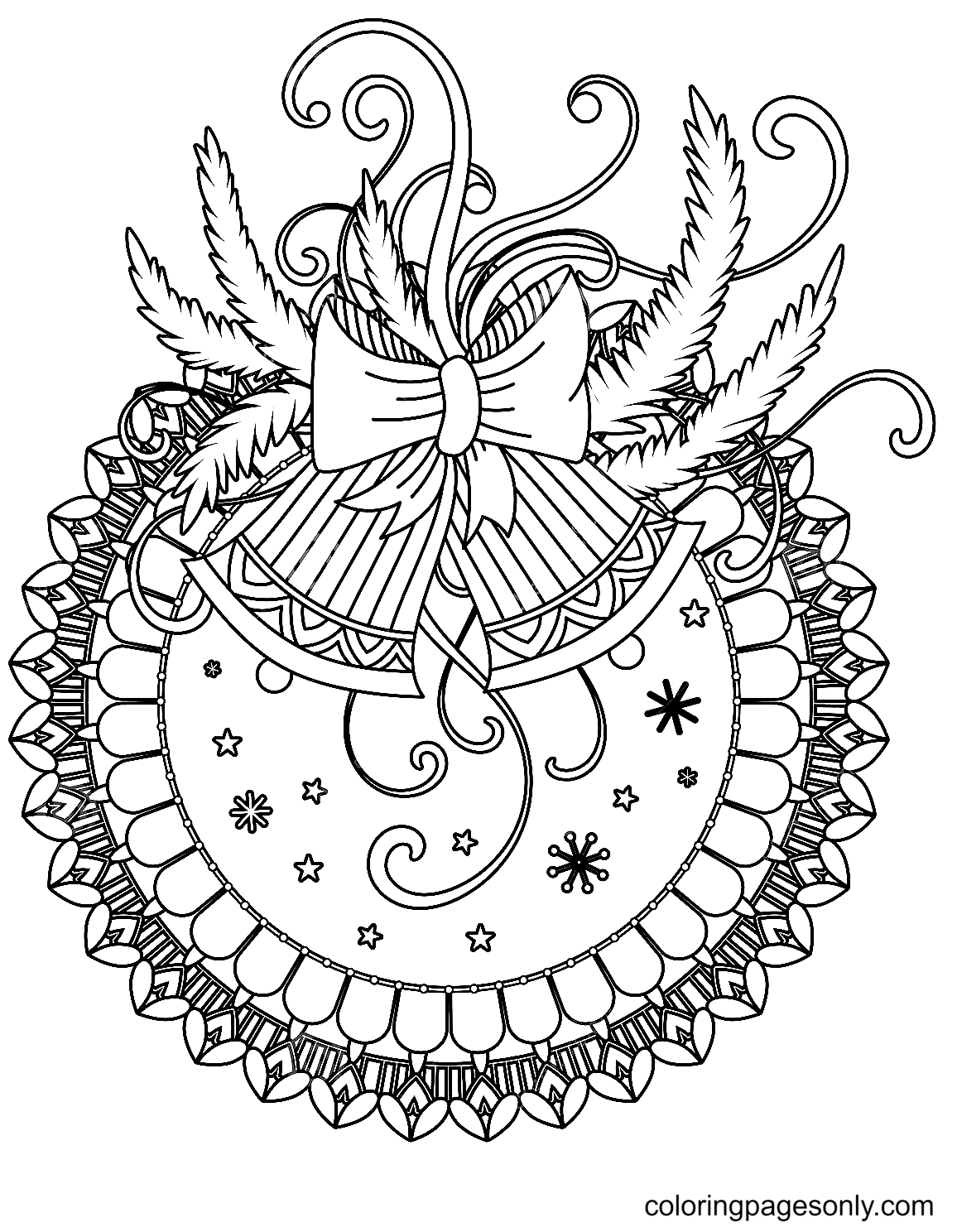 Mandala Christmas Bells Coloring Page