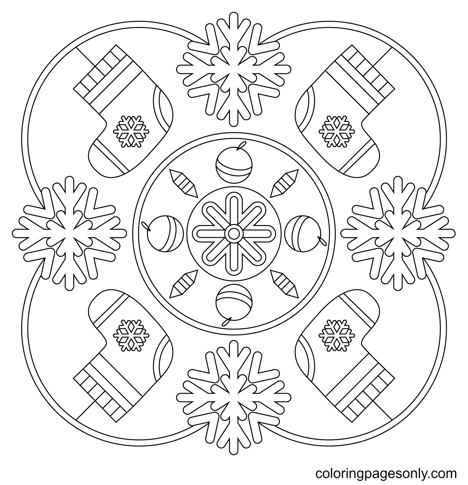 Mandala Christmas Ornament Coloring Page
