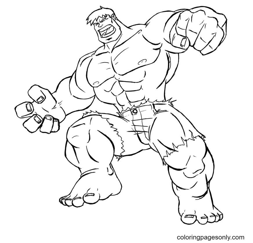 Marvel Hulk from Avengers Coloring Page