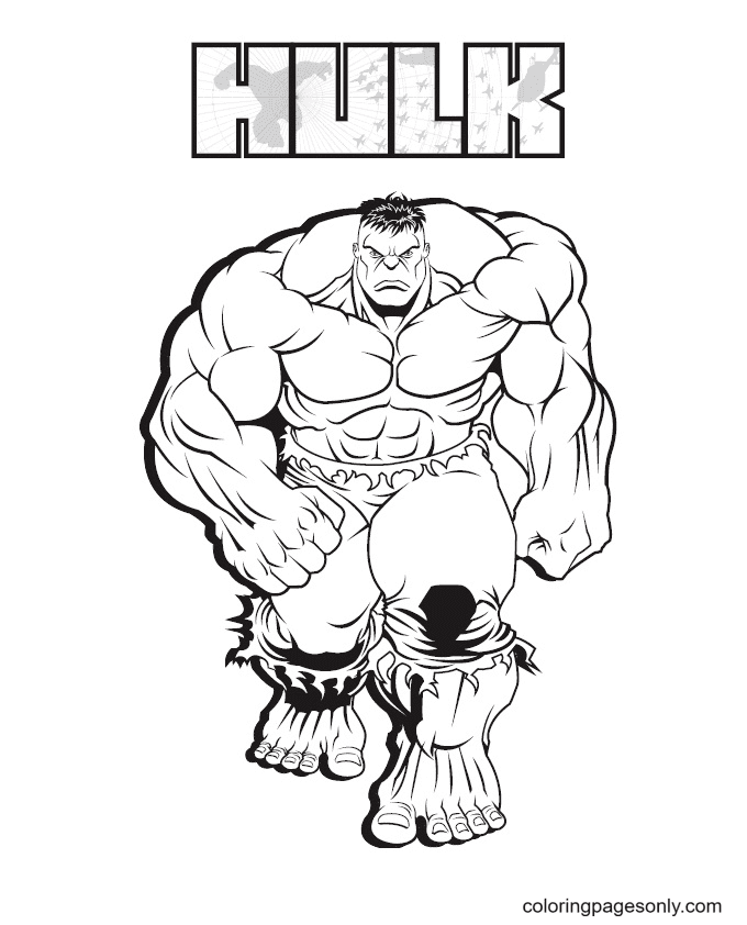 Pagina da colorare di Marvel Hulk