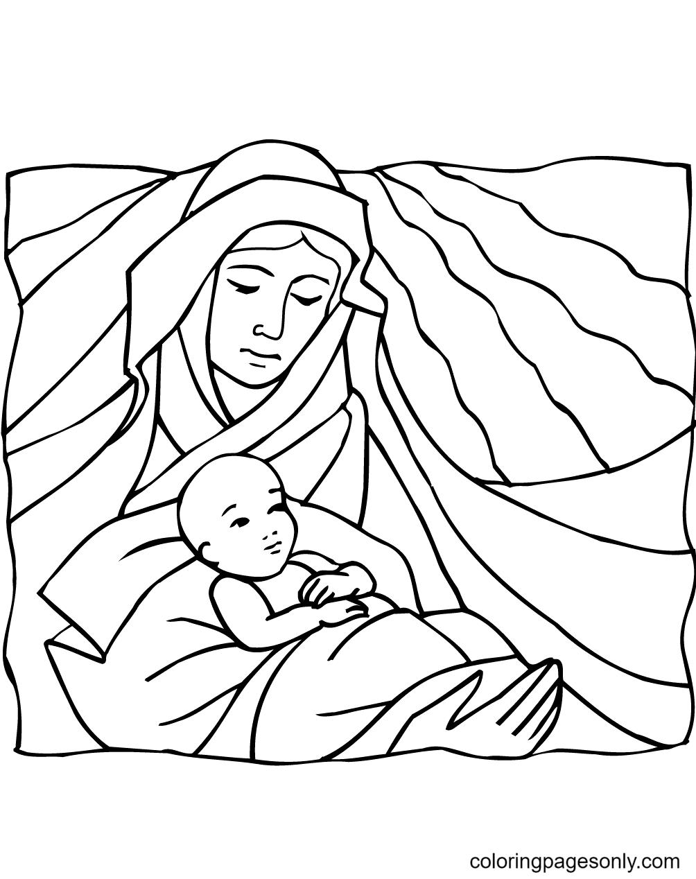 Maria houdt het kindje Jezus vast uit Religieus Kerstmis