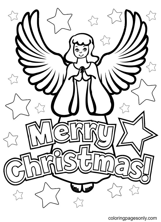 Desenho de anjo de feliz natal para colorir
