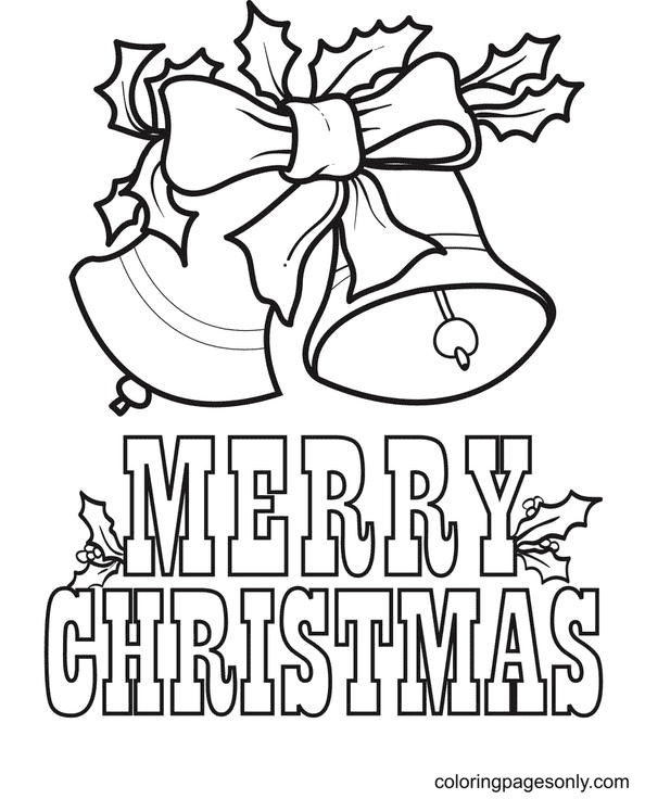Kleurplaat Merry Christmas Bells printen