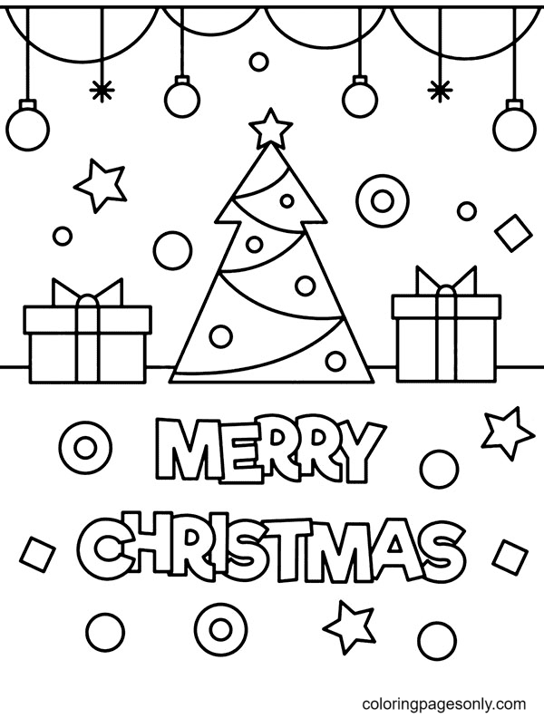 Merry Christmas Card Printable Coloring Page