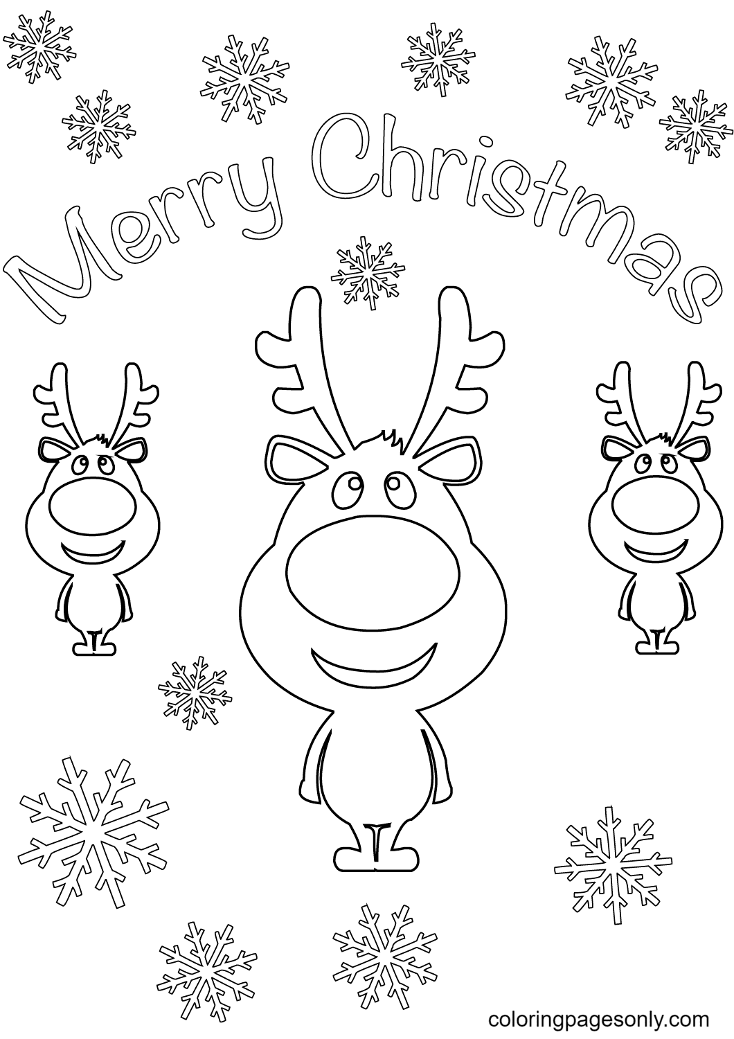 Веселая рождественская открытка с мультяшными оленями из рождественских открыток
