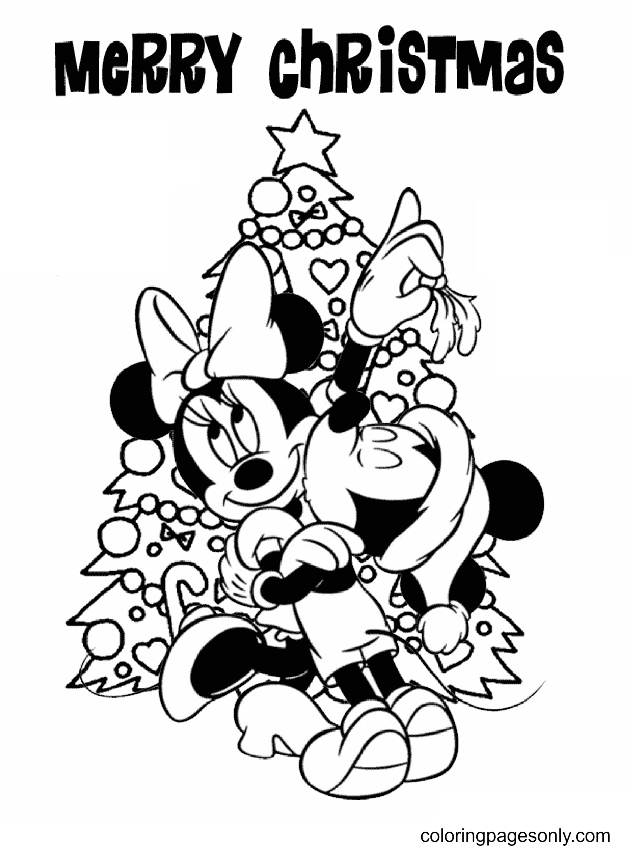 圣诞快乐 迪士尼圣诞节的米奇和米妮