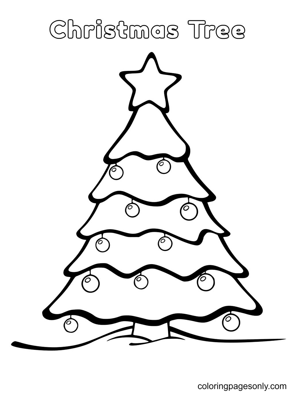 Merry Christmas Tree Coloring Page