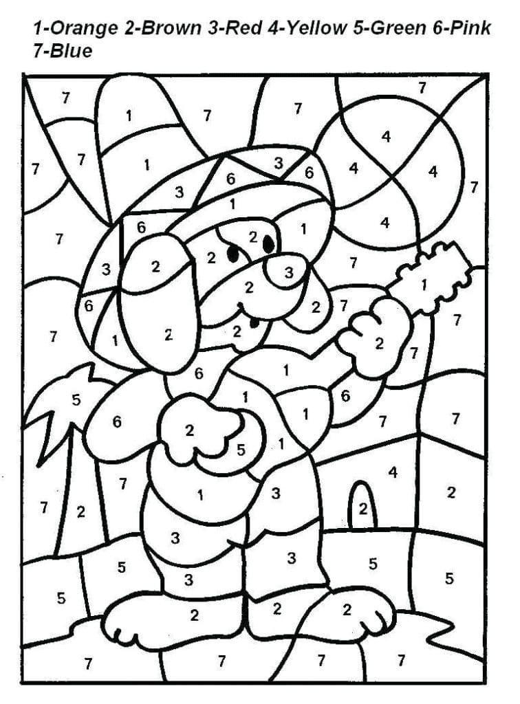 Mexican Dog Color By Number Coloring Page