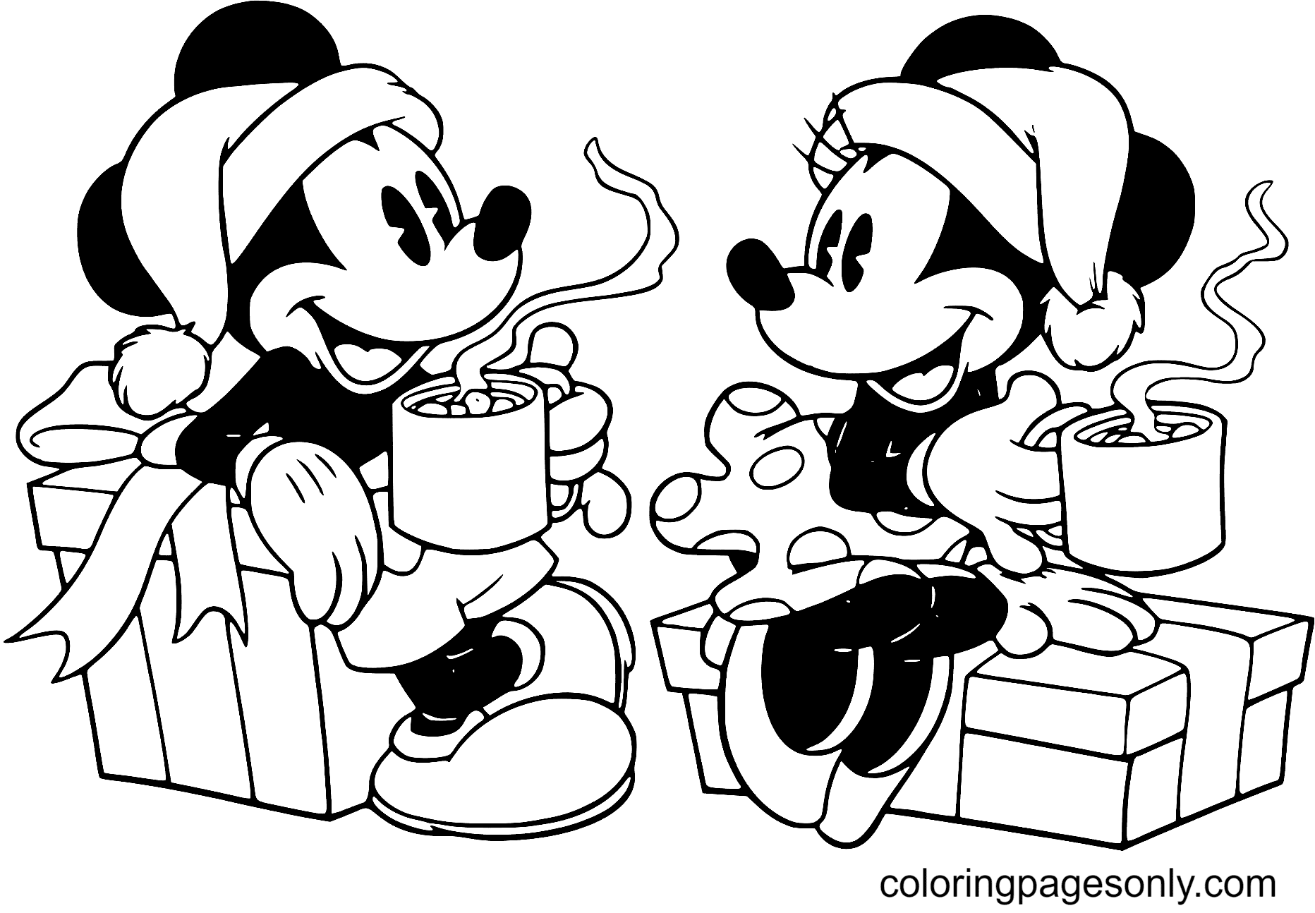 Mickey Minnie buvant du chocolat chaud – Noël Disney de Disney Christmas