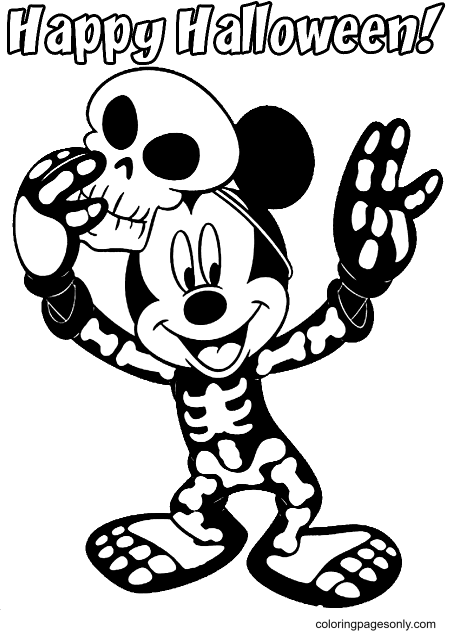 Mickey Mouse Costume Disney Halloween Coloring Pages