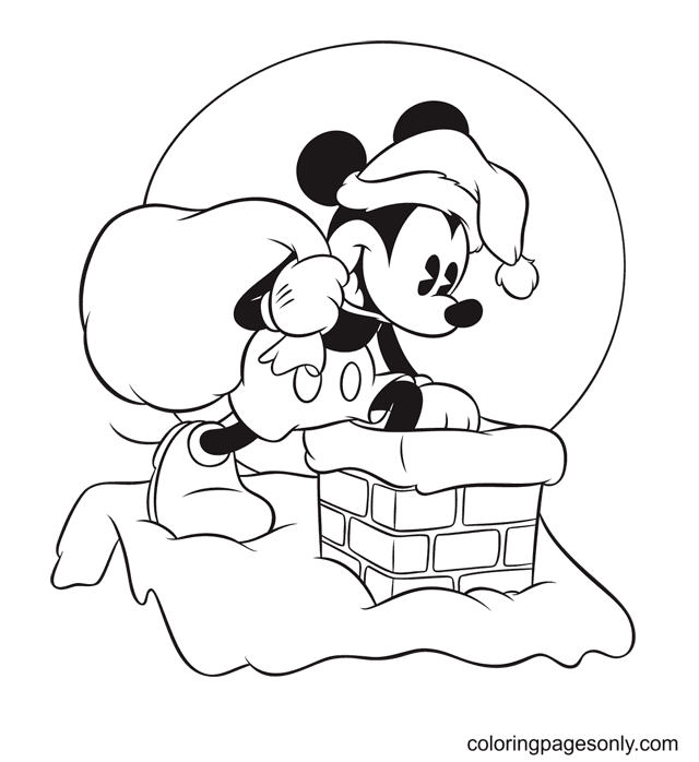 Mickey Mouse Santa Navidad Para Colorear