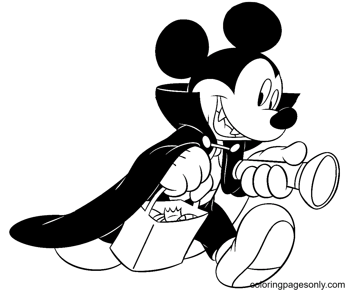 Desenhos para colorir de Mickey como vampiro - Desenhos para