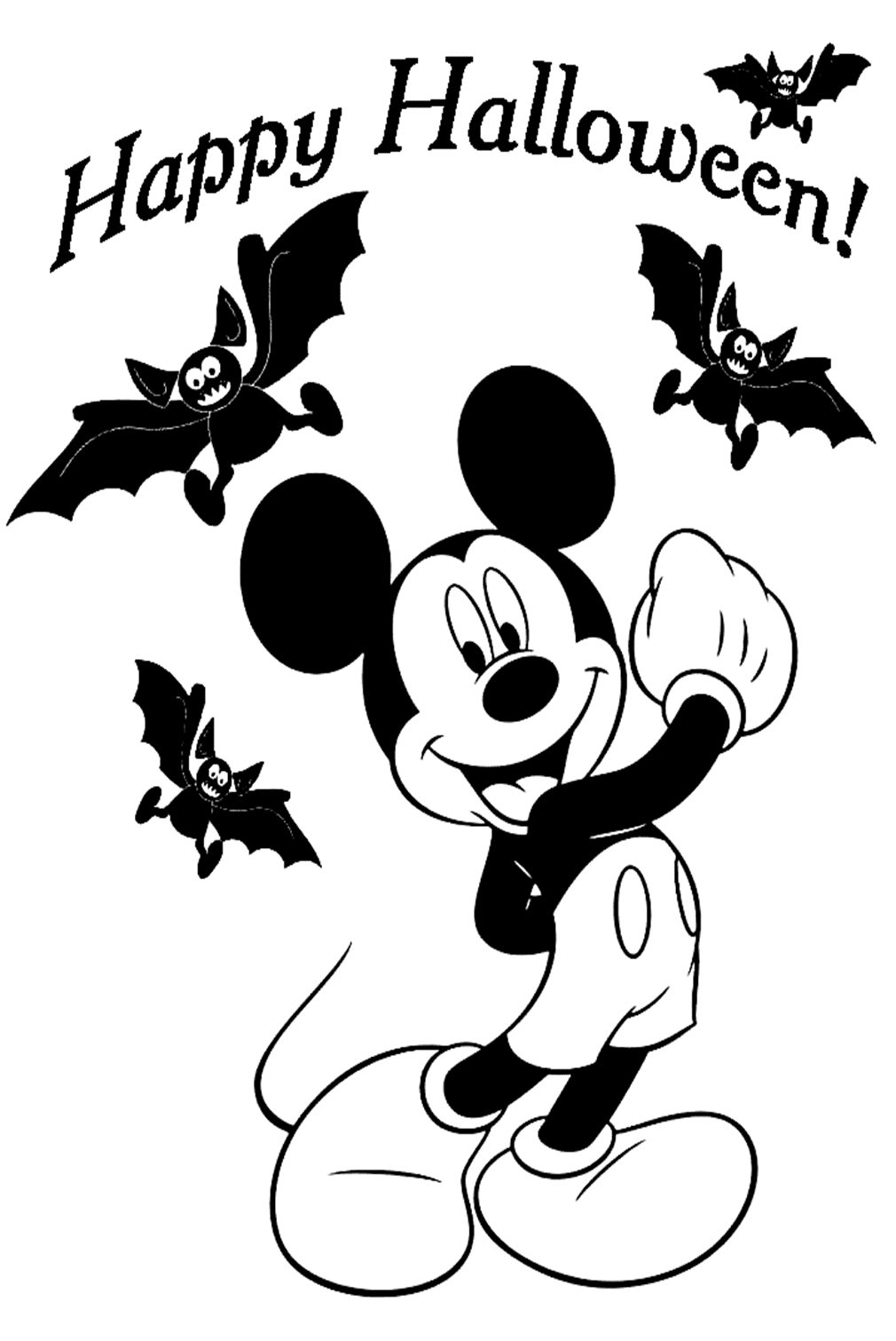 Mickey And Bats Coloring Pages