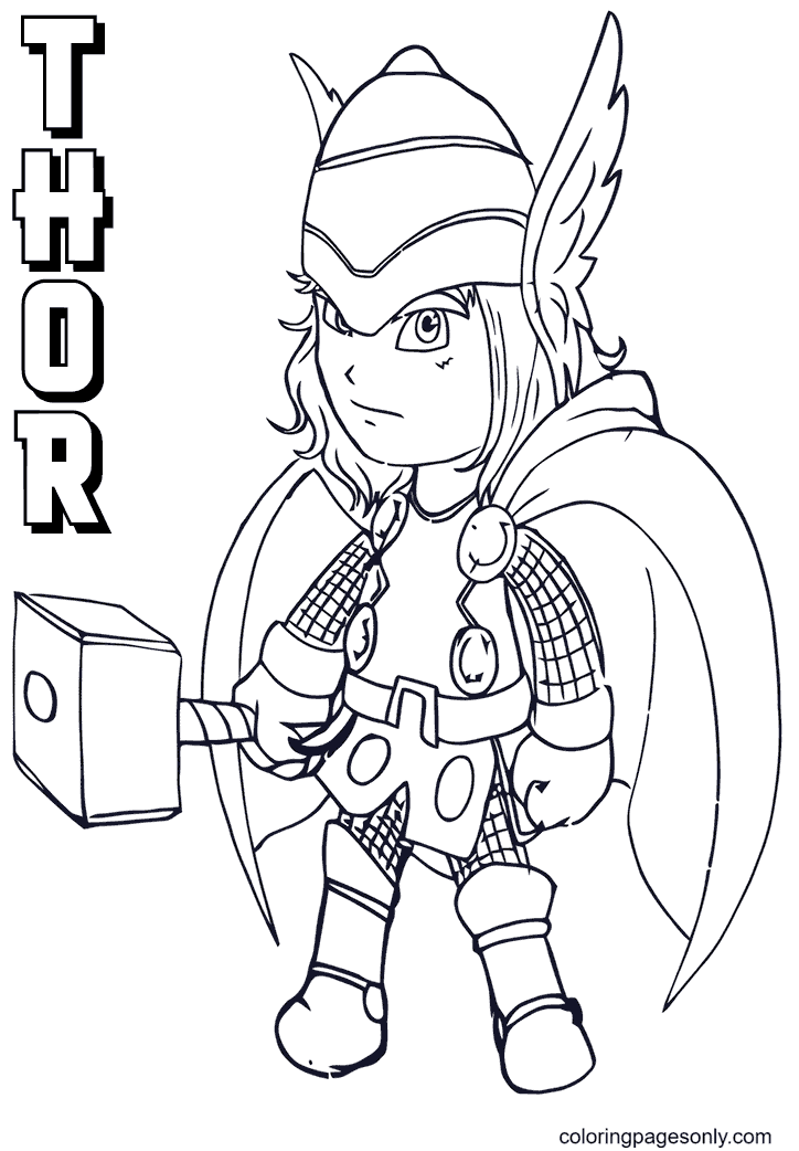Mighty Thor Printable Coloring Page