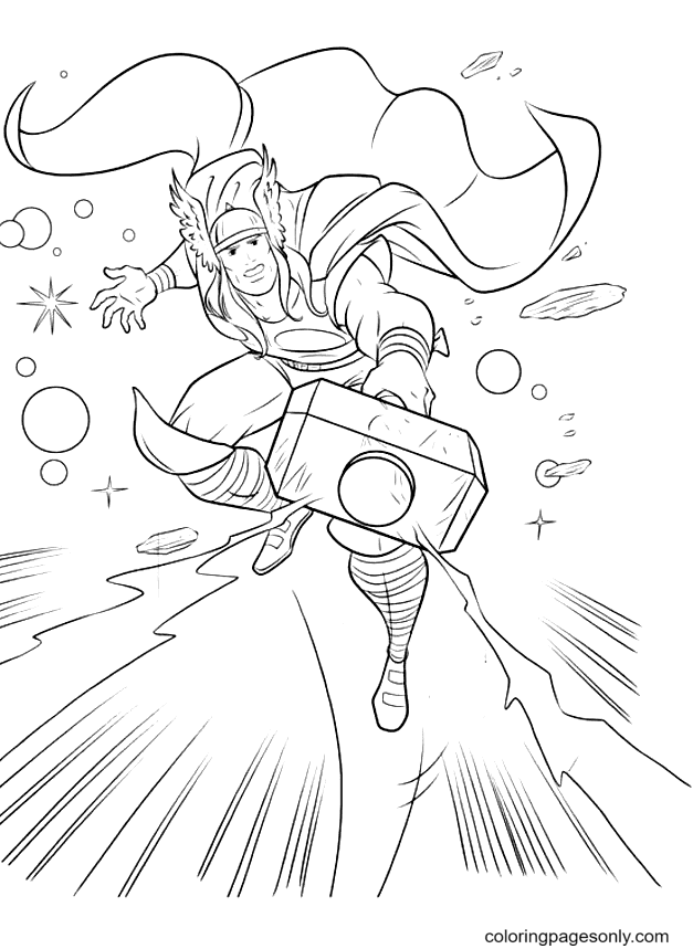Coloriage Thor puissant