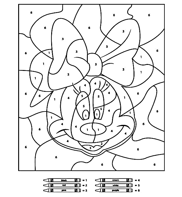 Minnie Color By Number Coloring Pages