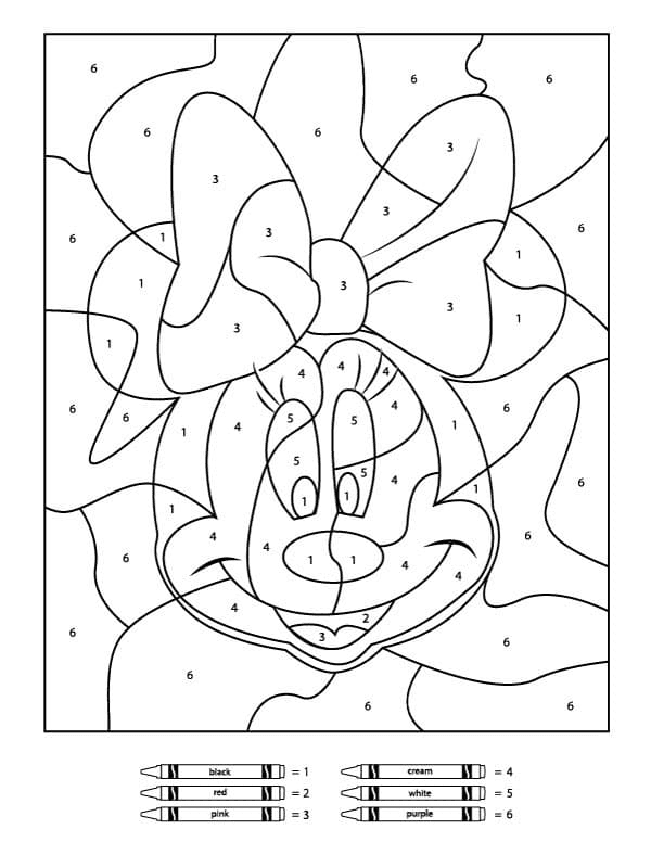 Minnie Color By Number Coloring Page