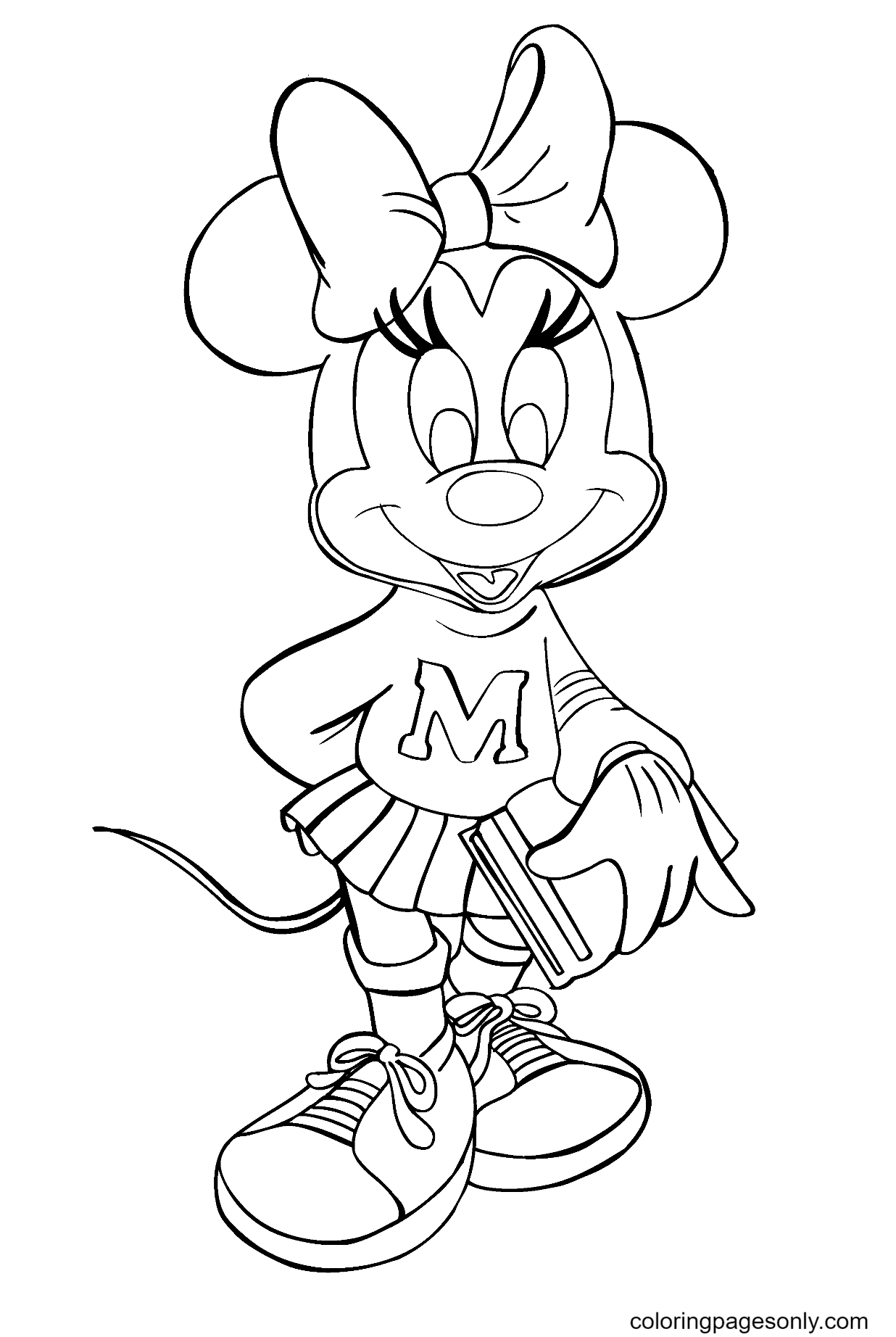 Minnie Mouse houdt een boek vast van Minnie Mouse