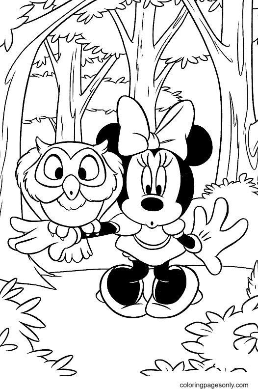 Minnie Mouse und Eule im Wald von Minnie Mouse