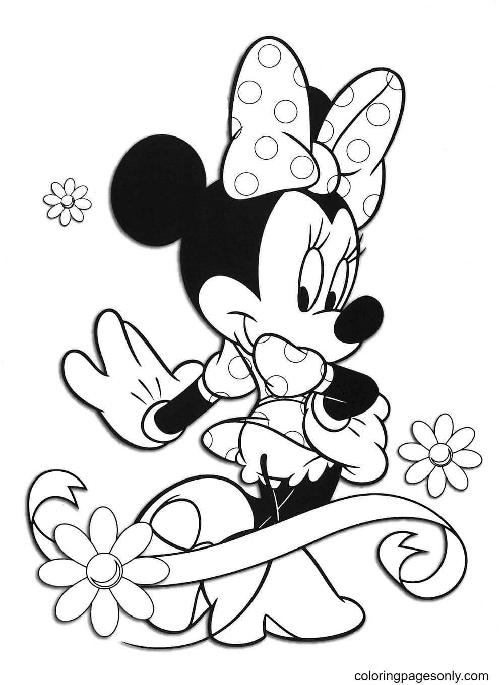 minnie-mouse-with-polka-dot-skirt-and-bow-coloring-page-free-printable-coloring-pages