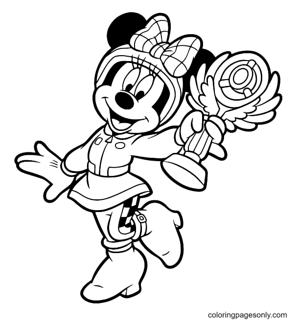 Minnie Mouse with Victory Trophy Coloring Page