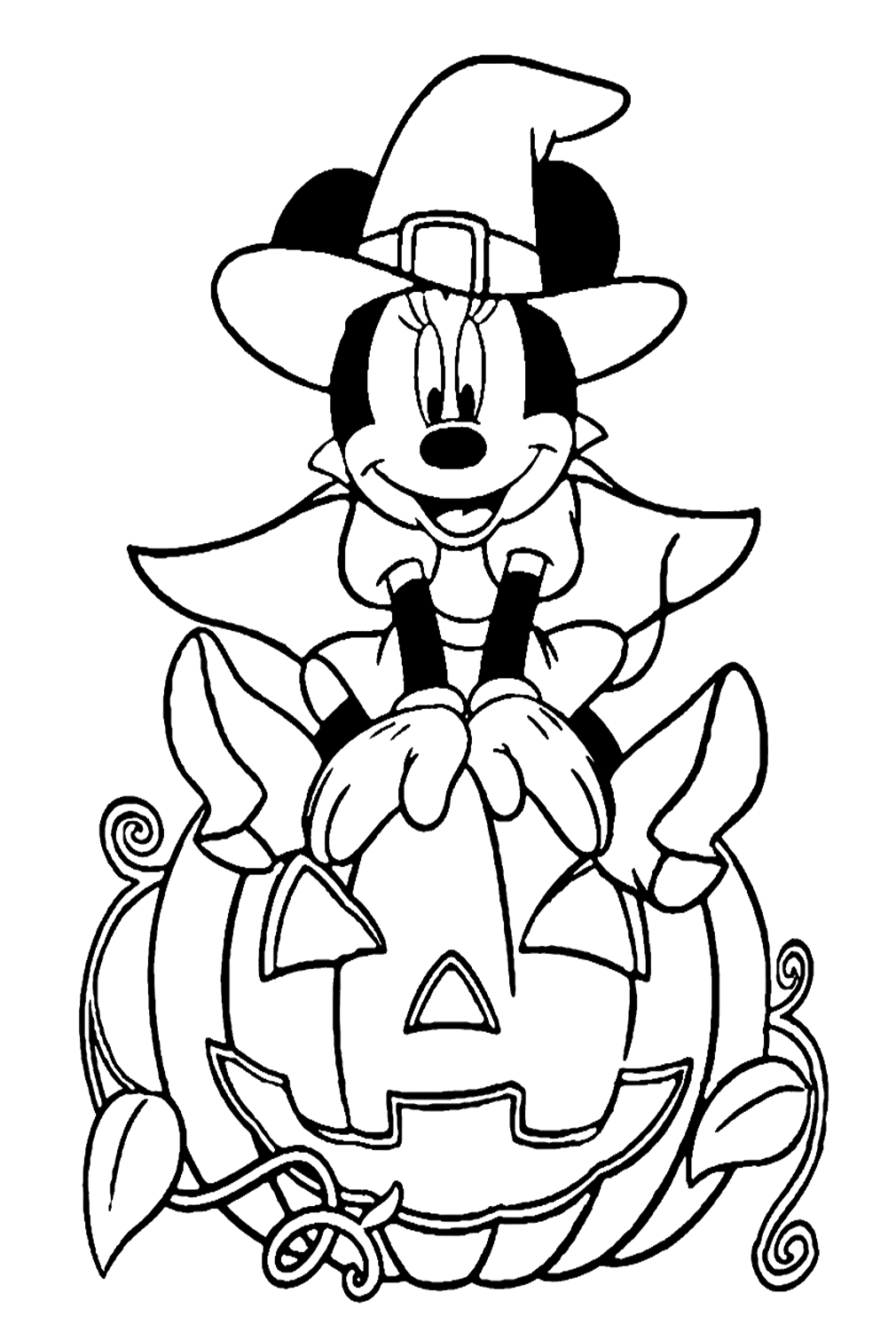 Minnie With Pumpkin Coloring Pages
