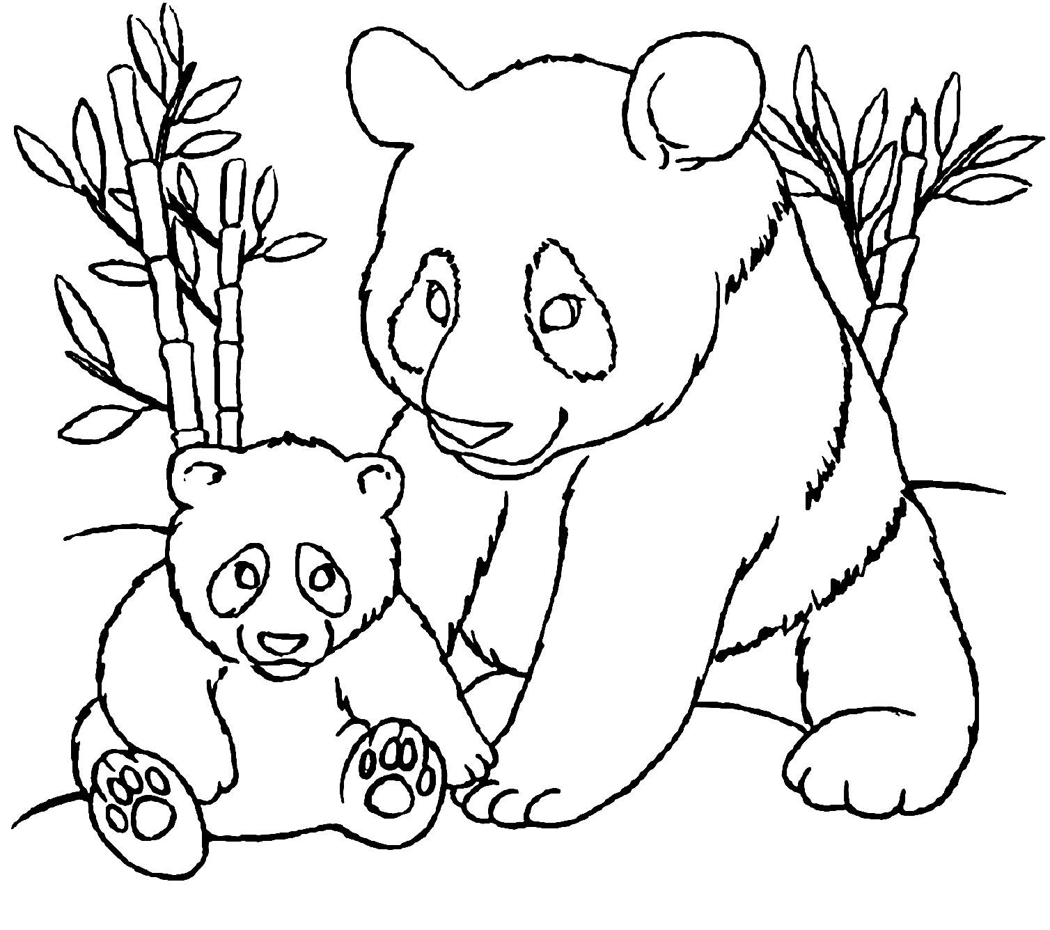 Mommy Panda with Baby Panda Coloring Page
