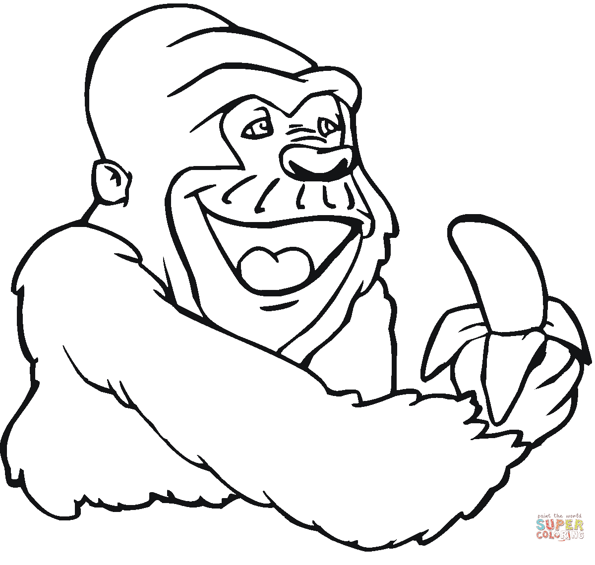 Desenho de Macaco com banana pintado e colorido por Usuário não