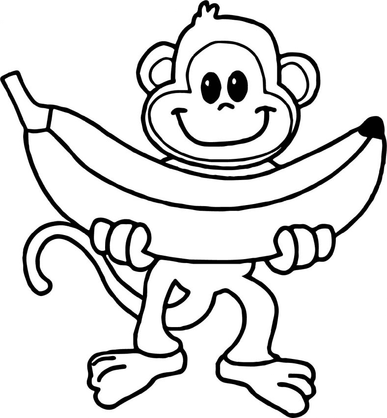 Der Affe hält eine Banane vom Affen
