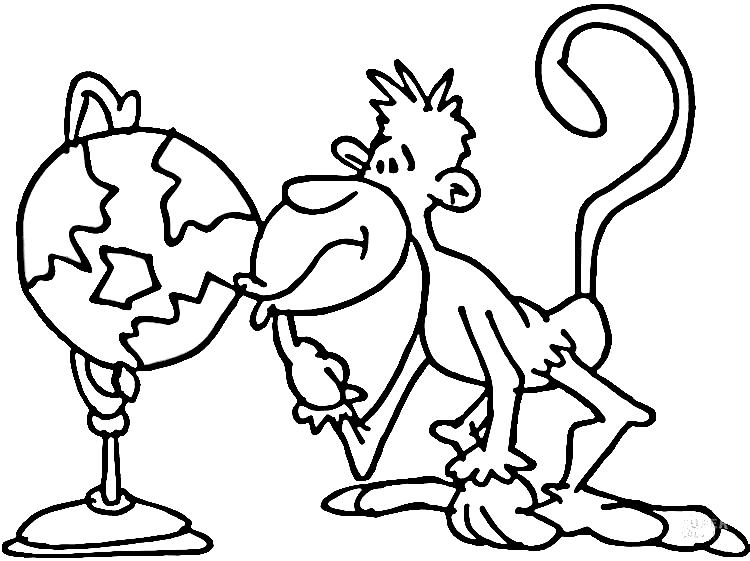 Monkey The Traveller Coloring Page