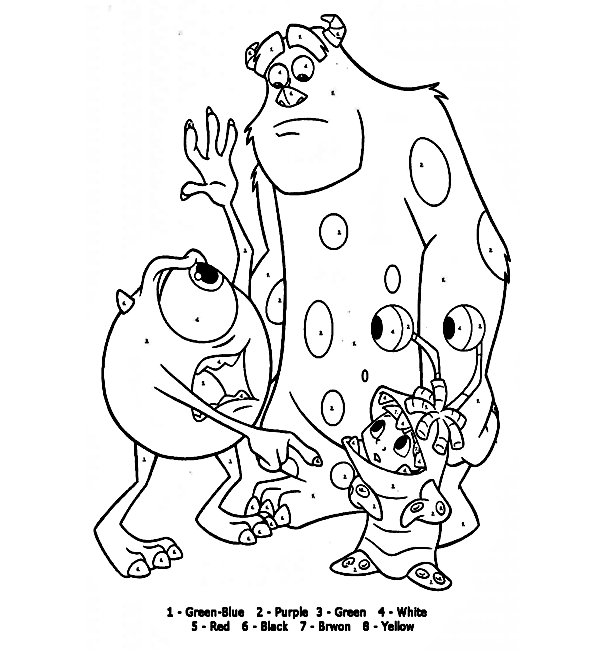Monster Inc Color By Number Coloring Pages