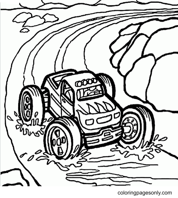 Monster Truck Rally Coloring Page