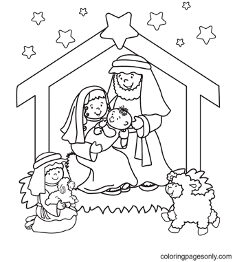 Nativity Christmas Coloring Page