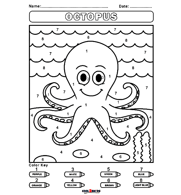 Octopus Color by Number Coloring Pages