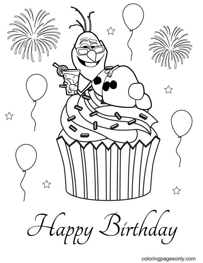 Olaf Birthday Coloring Page