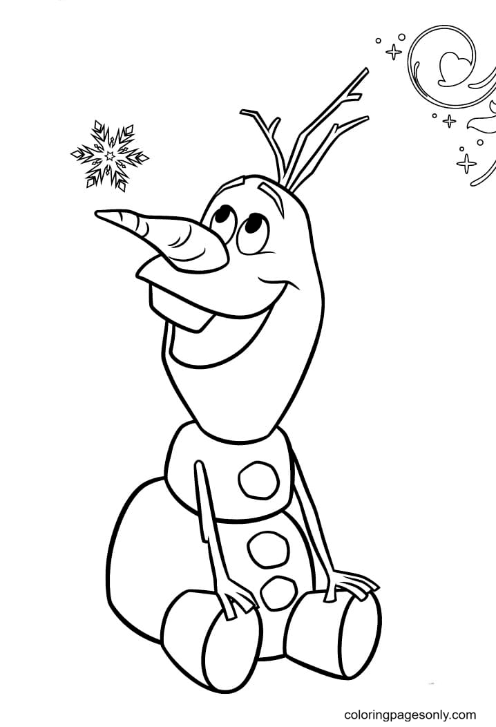 Olaf Catches a Snowflake Coloring Page