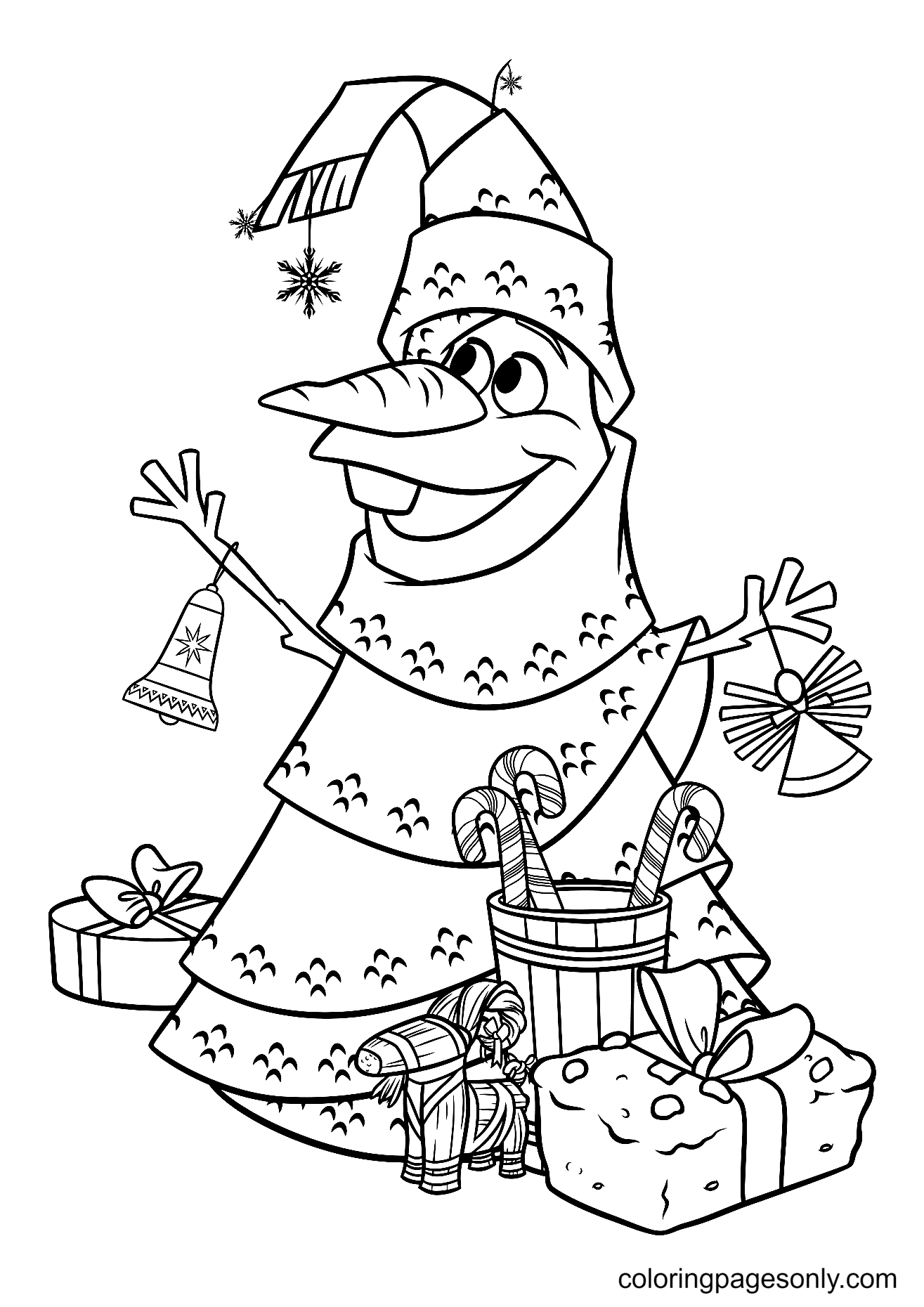 Olaf Christmas Tree Coloring Page
