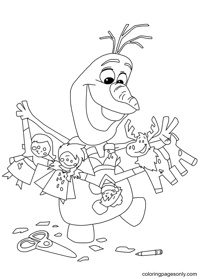 Olaf Makes a Beautiful Wreath Coloring Page