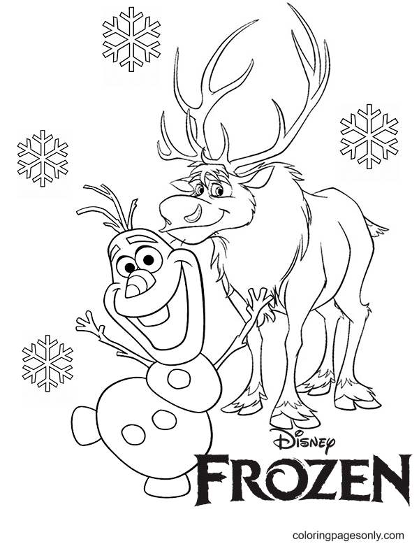 Olaf and Sven Coloring Page
