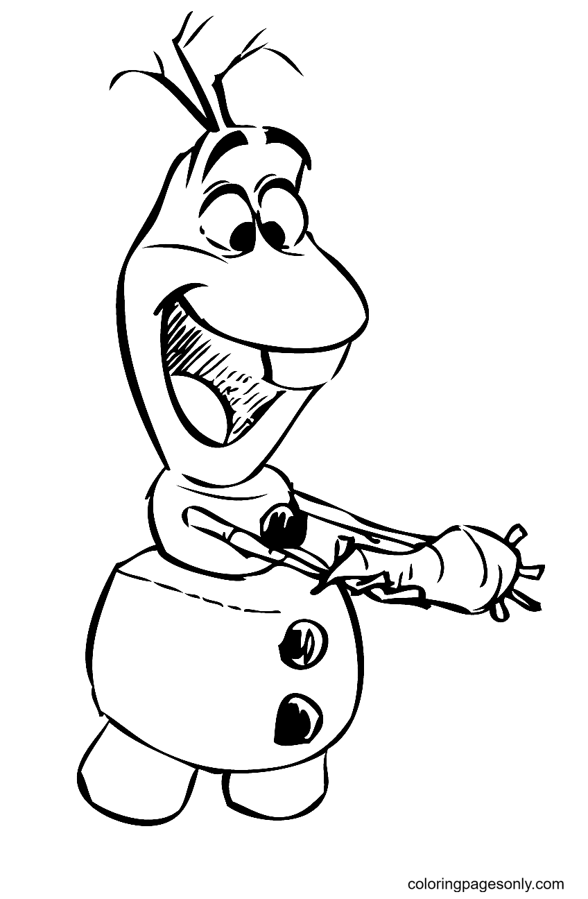 Olaf with a Carrot Coloring Page