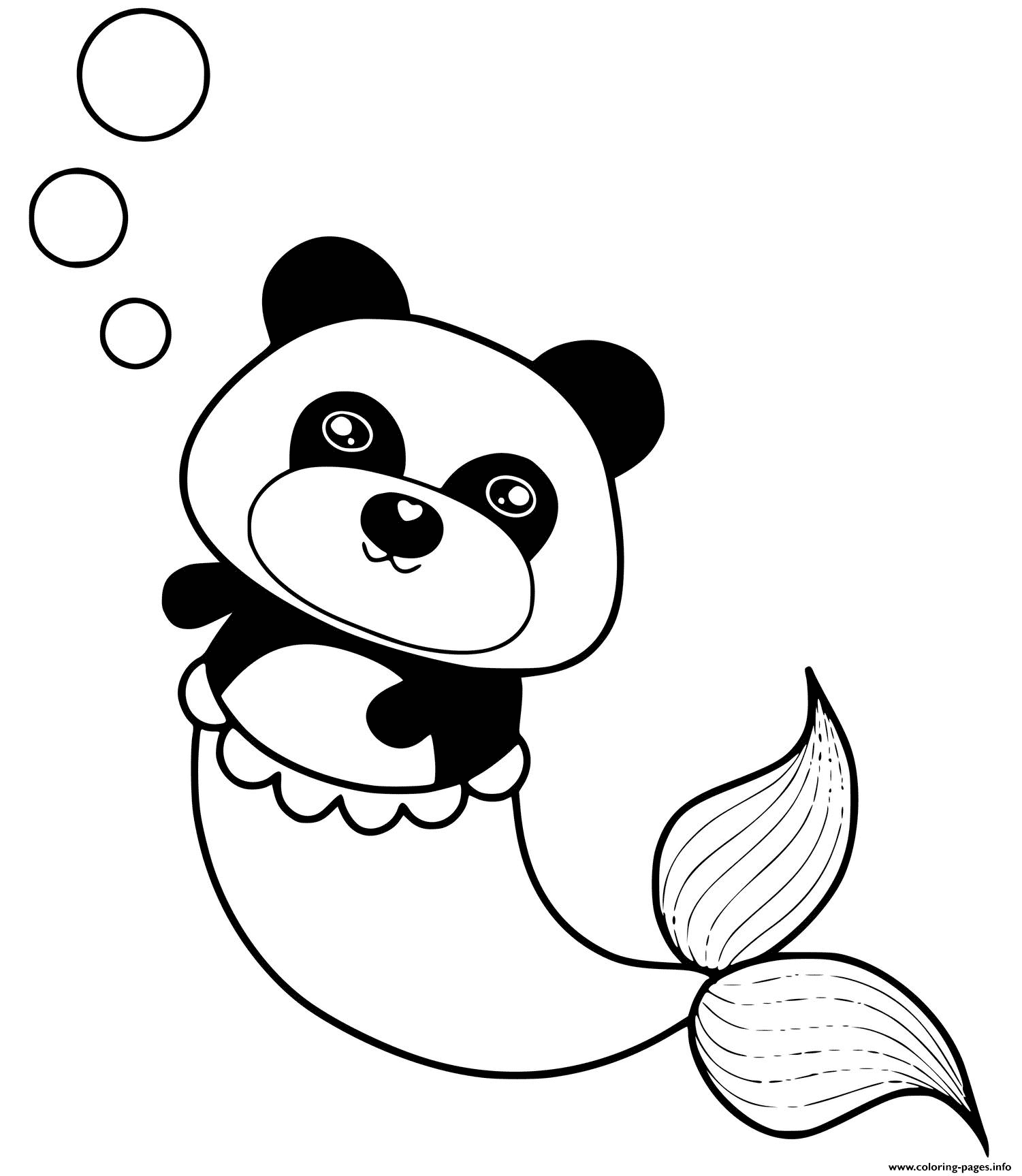 Panda Mermaid Coloring Page Free Printable Coloring Pages
