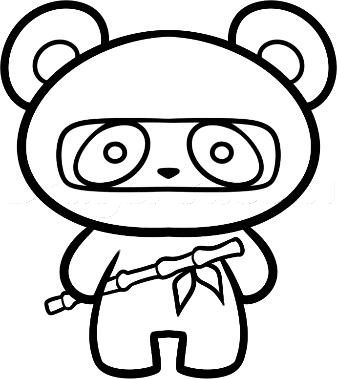 Panda-Ninja Página Para Colorear