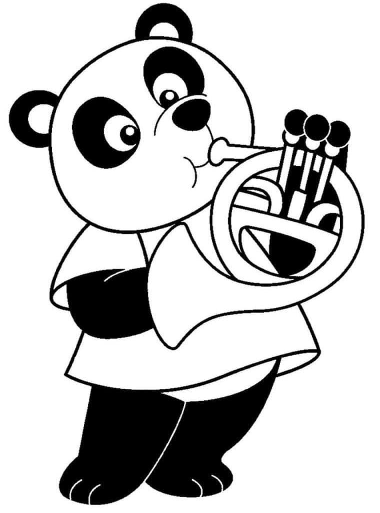 Panda Playing Trumpet Coloring Page