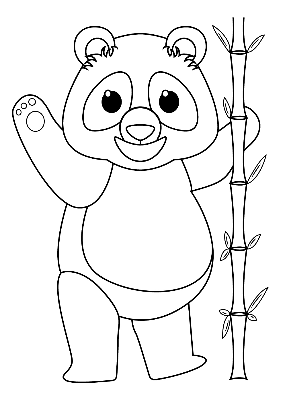 Panda Saying Hello Coloring Page