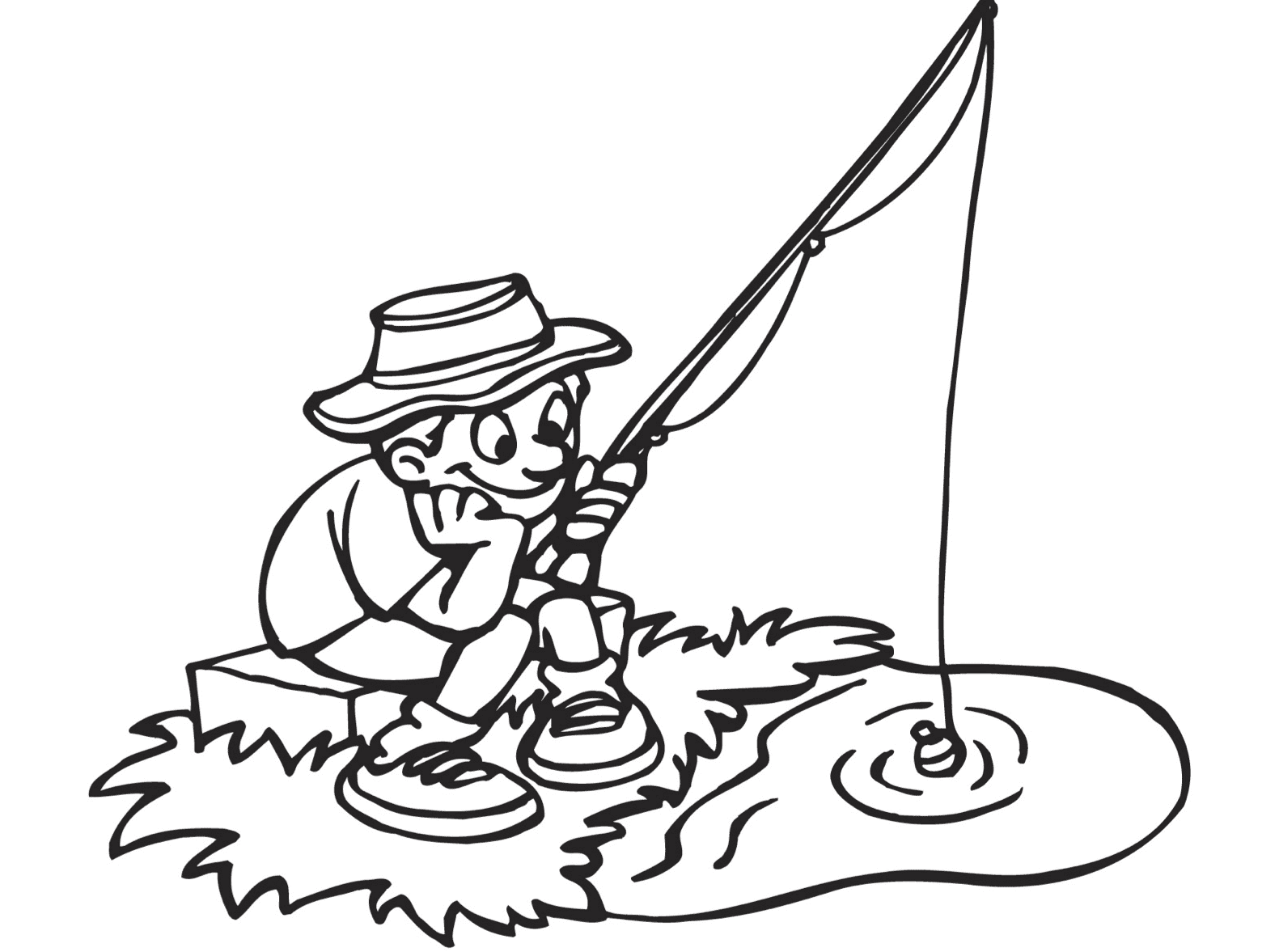 Patient Fisherman Coloring Page