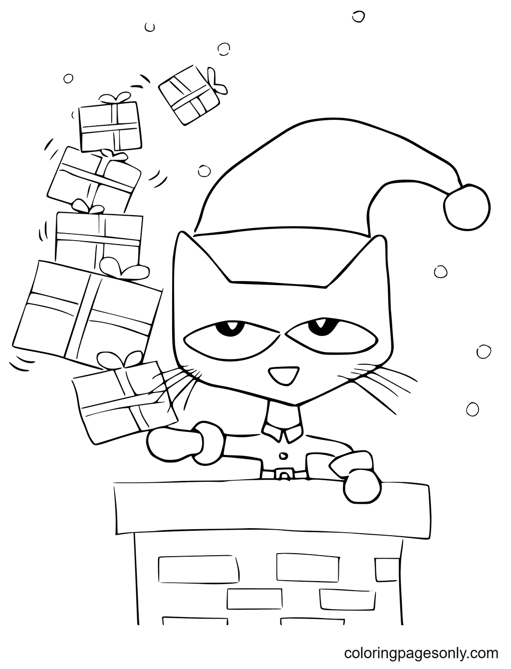 Pete the Cat Saves Christmas Coloring Page