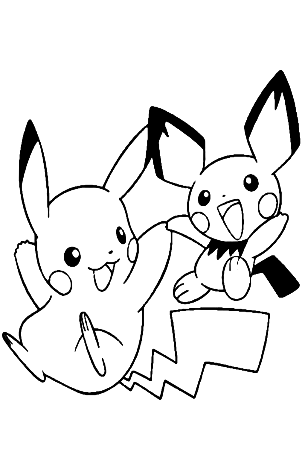 Pichu and Pikachu Coloring Pages