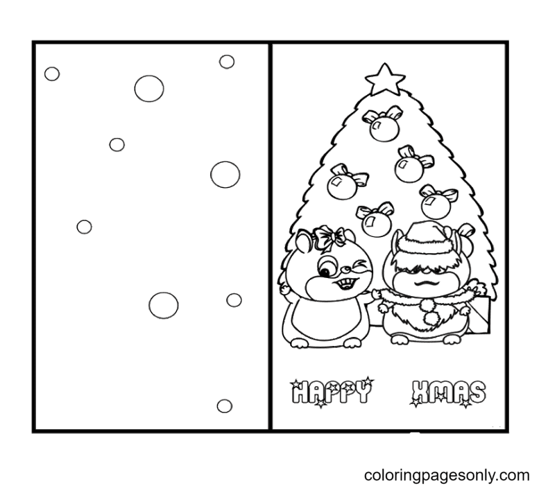 Pictures Christmas Card Coloring Page