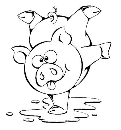 Pig Having Fun Coloring Page