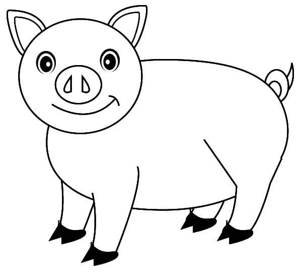 Pig is Happy Coloring Page
